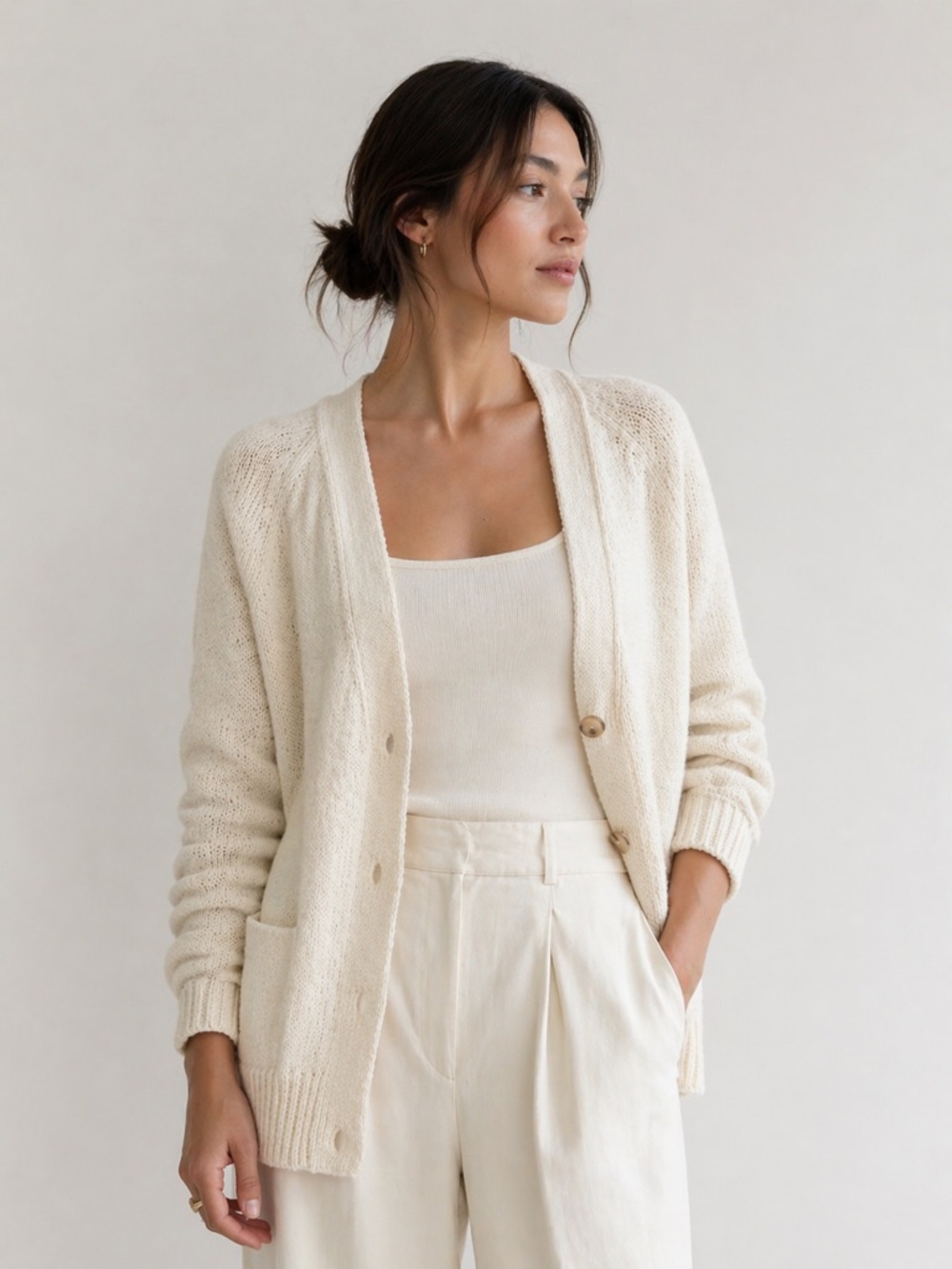 Jenni Kayne Cruise Stanford Cardigan Cream Cotton Linen‎ XL